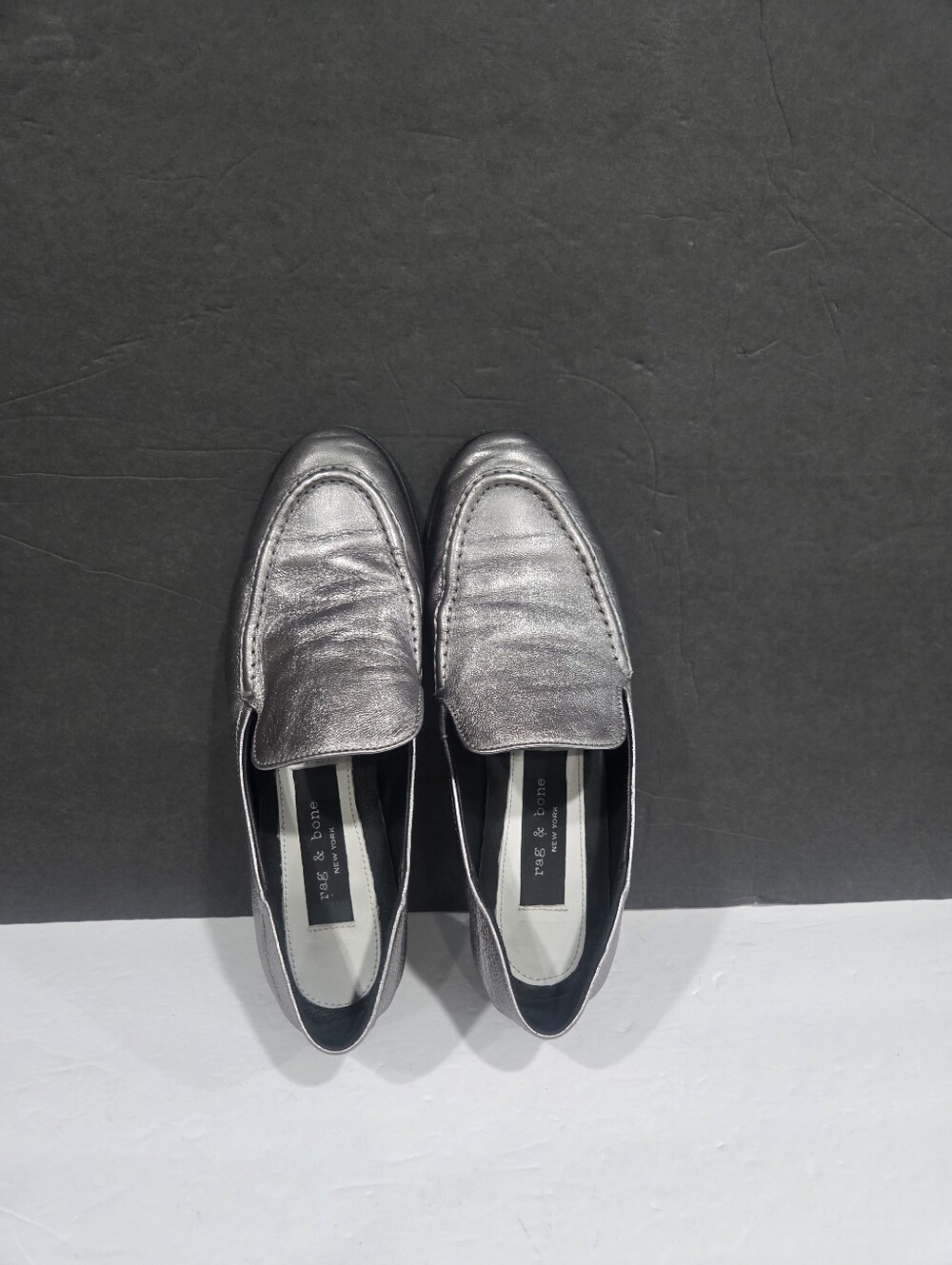 rag & bone Metallic Silver Slip-On Loafers Sz.37 - Picture 4 of 8